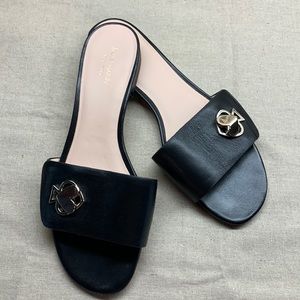 Kate Spade slides in black leather